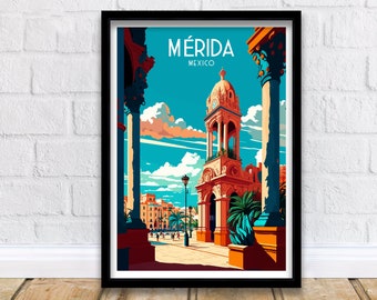 Merida Mexiko Reise Poster Merida Mexiko Illustration Druck Merida Wand Kunst Mexiko Illustration Druck Merida Home Dekor Merida Reise Poster Merida Mexiko Geschenk