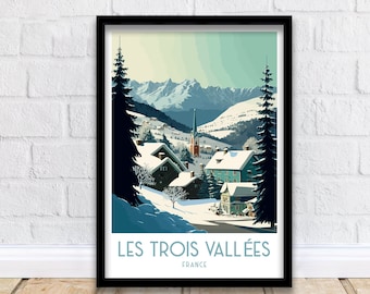 Les Trois Vallées Ski Print | Ski Resort| Les Trois Vallées| Courchevel| French Alps| Travel Poster| Three Valleys| Travel| Les 3 Vallées|