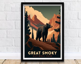 Wydruk artystyczny Great Smoky Mountains | Plakat z Parku Narodowego