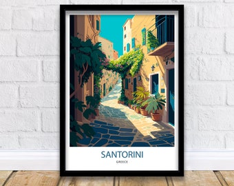Santorini Greece Travel Poster, Art Print , Wall Art, Art Print, Santorini traditional travel print - Greece, Santorini poster