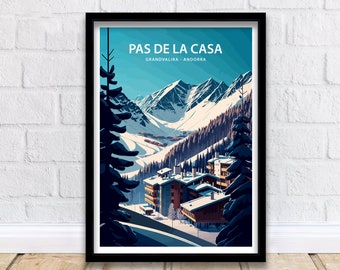 Pas de la Casa, Andorra Travel Poster, Grandvalira Print