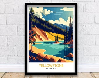 Yellowstone National Park Travel Print  | Yellowstone Poster | Yellowstone Print | National Park Poster | National Park Art