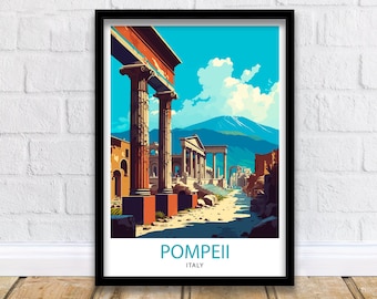 Pompeii Italy Travel Print  Pompeii Wall Decor Pompeii Italy Illustration Travel Poster Italy Travel Print Pompeii Gift Italy Home Decor