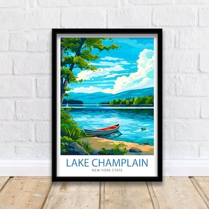 Lake Champlain Travel Print Wall Decor Wall Art Lake Champlain Wall Hanging Home Décor Lake Champlain Gift Art Lovers North American
