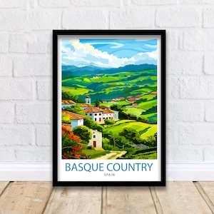 Impression voyage Pays Basque Décoration murale Art mural Tenture murale Pays Basque Décoration d'intérieur Cadeau Pays Basque Amoureux d'art Amoureux d'art européen