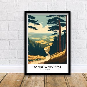 Aschenwald Poster | Vintage Reisedruck | Aschenwald Kunst | Ashdown Wald Poster | Englische Landschaft