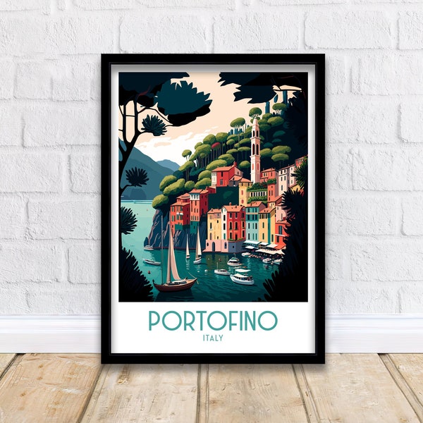Portofino Travel Print  Portofino  Wall Decor Portofino  Home Living Decor Portofino Italy Illustration Travel Poster Gift For Portofino