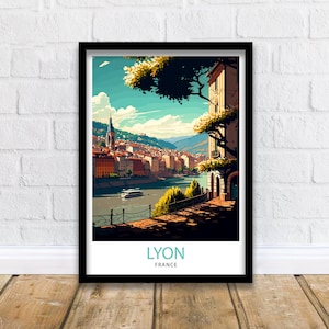 Lyon France Travel Print  Lyon Wall Decor Lyon Poster France Travel Prints Lyon Art Print Lyon Illustration Lyon Wall Art France Print