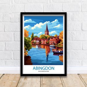 Abingdon Oxfordshire Travel Poster Historic Abingdon Art Print Oxfordshire Landscape Poster Abingdon Town Wall Decor UK Village Art