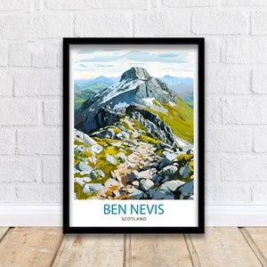 Ben Nevis Scotland Travel Poster Wall Decor Wall Art Ben Nevis Landscape Wall Hanging Home Décor Scottish Highlands Gift Art Lovers Scenic