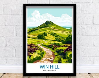 Win Hill Peak District Travel Poster Wall Decor Wall Art Win Hill Landscape Wall Hanging Home Décor Peak District Gift Art Lovers Scenic