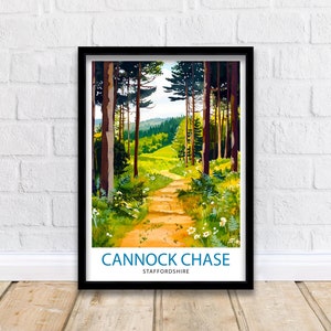 Cannock Chase Travel Poster Wall Decor Wall Art Cannock Chase Landscape Wall Hanging Home Décor Staffordshire Gift Art Lovers Scenic Print