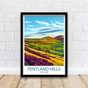 Impresión de viaje de Pentland Hills, Escocia, decoración de pared, arte de pared, paisaje de Pentland Hills, colgante de pared, decoración del hogar, regalo de las Tierras Altas de Escocia, amantes del arte