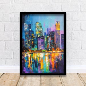 Abstract Singapore Travel Poster Wall Decor Wall Art Abstract Singapore Skyline Wall Hanging Home Décor City Gift Art Lovers Modern Print