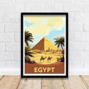 Vintage Ägypten Reise Poster Wanddekoration Wandkunst Ägypten Landschaft Wandbehang Wohnkultur ägyptisches Geschenk Kunstliebhaber Malerischer Druck