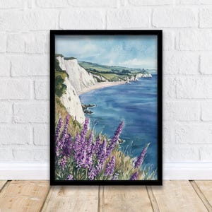 Isle of Wight Watercolor Painting The Needles Coastal Art Print UK Seaside Decor Gift for Island Lovers