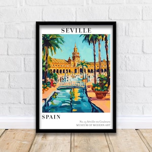 Seville Spanien Reise Poster Wand Dekoration Wandkunst Seville Landschaft Wandbehang Home Décor Spanische Stadt Geschenk Kunstliebhaber Malerischer Druck