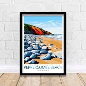 Peppercombe Beach Devon Travel Print Wall Decor Wall Art Devon Coastline Wall Hanging Home Décor Beach Scene Gift Art Lovers Scenic