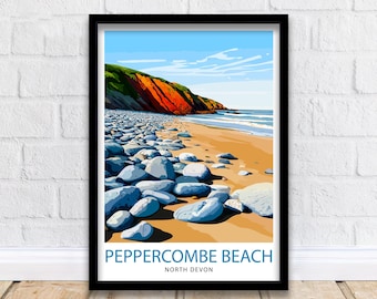 Peppercombe Beach Devon Travel Print Wall Decor Wall Art Devon Coastline Wall Hanging Home Décor Beach Scene Gift Art Lovers Scenic