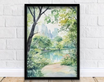 Central Park NYC Watercolor Travel Print Wall Decor Wall Art Central Park Landscape Wall Hanging Home Decor New York City Gift Art Lovers