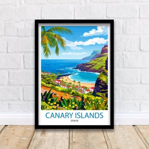 Canary Islands Travel Print Wall Decor Wall Art Canary Islands Wall Hanging Home Décor Canary Islands Gift Art Lovers Spanish Art Lover Gift