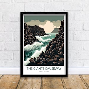 Giants Causeway Travel Print  | Northern Ireland| Wall Art| Giants Causeway Art| Travel Poster| County Antrim| Causeway Coast