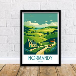 Normandy Travel Print  Normandy Wall Decor Normandy Poster France Travel Prints Normandy Art Print Normandy Illustration Normandy Wall Art