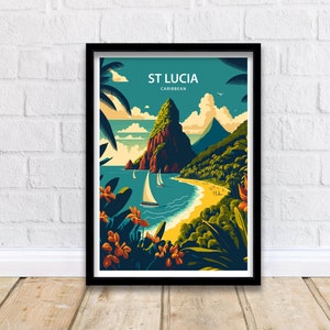 St Lucia   St Lucia Print| | Caribbean | St Lucia Art | St Lucia Poster | St Lucia Wall Art | Saint Lucia Print | Saint Lucia Art