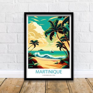 Martinique reisafdruk Martinique muurkunst Martinique poster Martinique illustratie Martinique reisdecor Martinique cadeau Martinique