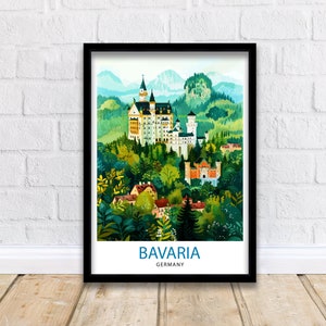 Bavaria Germany Travel Print Bavarian Alps Wall Art Bavaria Home Decor Germany Illustration Travel Poster Bavarian Gift Germany Travel Print