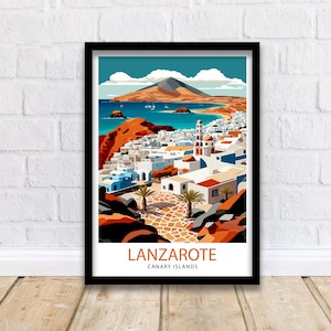 Lanzarote Travel Print  Lanzarote Wall Art Lanzarote Poster Spain Travel Prints Lanzarote Art Print Lanzarote Illustration Lanzarote Wall