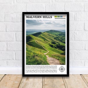 Impresión de viaje de Malvern Hills, Inglaterra, decoración de pared, arte de pared, tapiz de Malvern Hills, decoración del hogar, regalo de Malvern Hills, amantes del arte, amante del arte británico