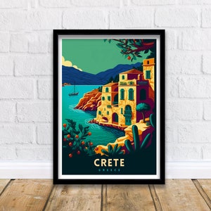 Crete Art Print  | Travel Poster | Greece Travel Print | Crete Travel Art | Greece Poster, Greece Print
