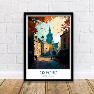 Oxford UK Travel Print  Oxford Wall Art Oxford Illustration England Travel Poster Oxfordshire Gift Oxford Home Decor