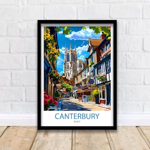 Canterbury England Reise-Druck-Wand-Dekor-Wand-Kunst Canterbury-Wand-hängendes Hauptdekor Canterbury Geschenk-Kunst-Liebhaber-britisches Kunst-Liebhaber-Geschenk