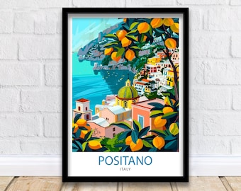 Positano Italy Travel Print  Positano Wall Decor Positano Poster Italy Travel Prints Positano Art Print Positano Italy Illustration