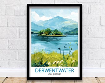 Derwentwater Lake District Travel Print Wall Decor Wall Art Derwentwater Wall Hanging Home Décor Derwentwater Gift Art Lovers UK Art