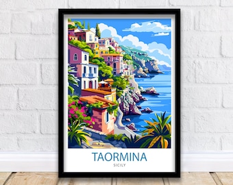 Taormina Sicily Travel Print Wall Decor Wall Art Taormina Wall Hanging Home Décor Taormina Gift Art Lovers Italian Art Lover Gift Print Art