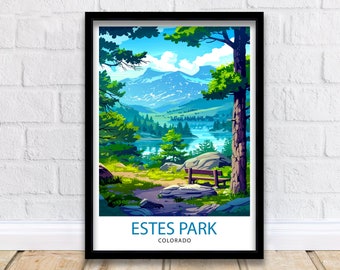 Impresión de viaje de Estes Park, Colorado, decoración de pared, arte de pared, colgante de pared de Estes Park, decoración del hogar, regalo de Estes Park, amantes del arte, regalo para amantes del arte americano