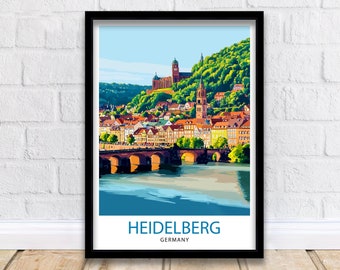 Heidelberg Germany Travel Print Wall Decor Wall Art Heidelberg Wall Hanging Home Décor Heidelberg Gift Art Lovers German Art Lover Gift