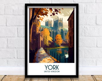 York England Travel Print  York Wall Decor York Home Living Decor York England Illustration Travel Poster Gift For York England Home Decor