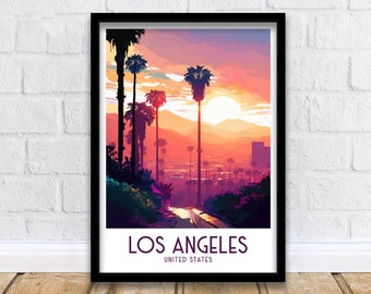 Los Angeles Travel Poster | Wahrzeichen von Kalifornien Kunstdruck