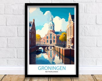 Groningen Netherlands Travel Print  Groningen Wall Decor Netherlands Travel Poster Groningen Art Print Groningen Illustration