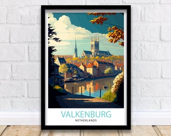 Valkenburg Netherlands Travel Poster, Dutch Town Art Print