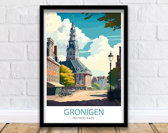 Groningen Netherlands Travel Print  Groningen Wall Decor Groningen Home Living Decor Groningen Illustration Travel Poster Gift For Groningen