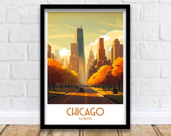 Chicago Skyline Art Print: Willis Tower, Travel Poster