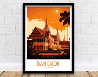 Bangkok Travel Poster | Thailand Cityscape Art Print