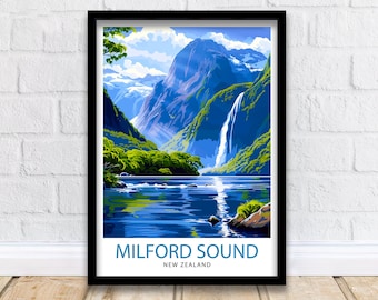 Milford Sound New Zealand Travel Print Wall Art Milford Sound Wall Hanging Home Décor Milford Sound Gift Art Lovers New Zealand Art Lover