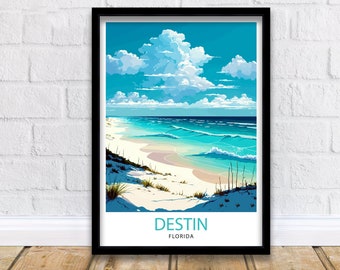 Destin Beach Florida Travel Print|, Beach Wall Art, Florida Travel Poster, Coastal Decor, Beach House Decor, Vacation Print, Travel Gift