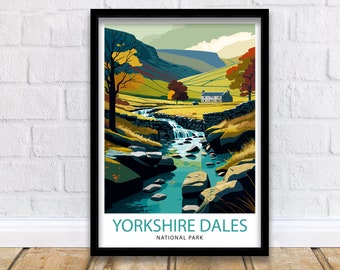 Yorkshire Dales Travel Print  Wall Art, Home Decor Yorkshire Dales Illustration Travel Poster Gift For UK Travelers England Home Decor